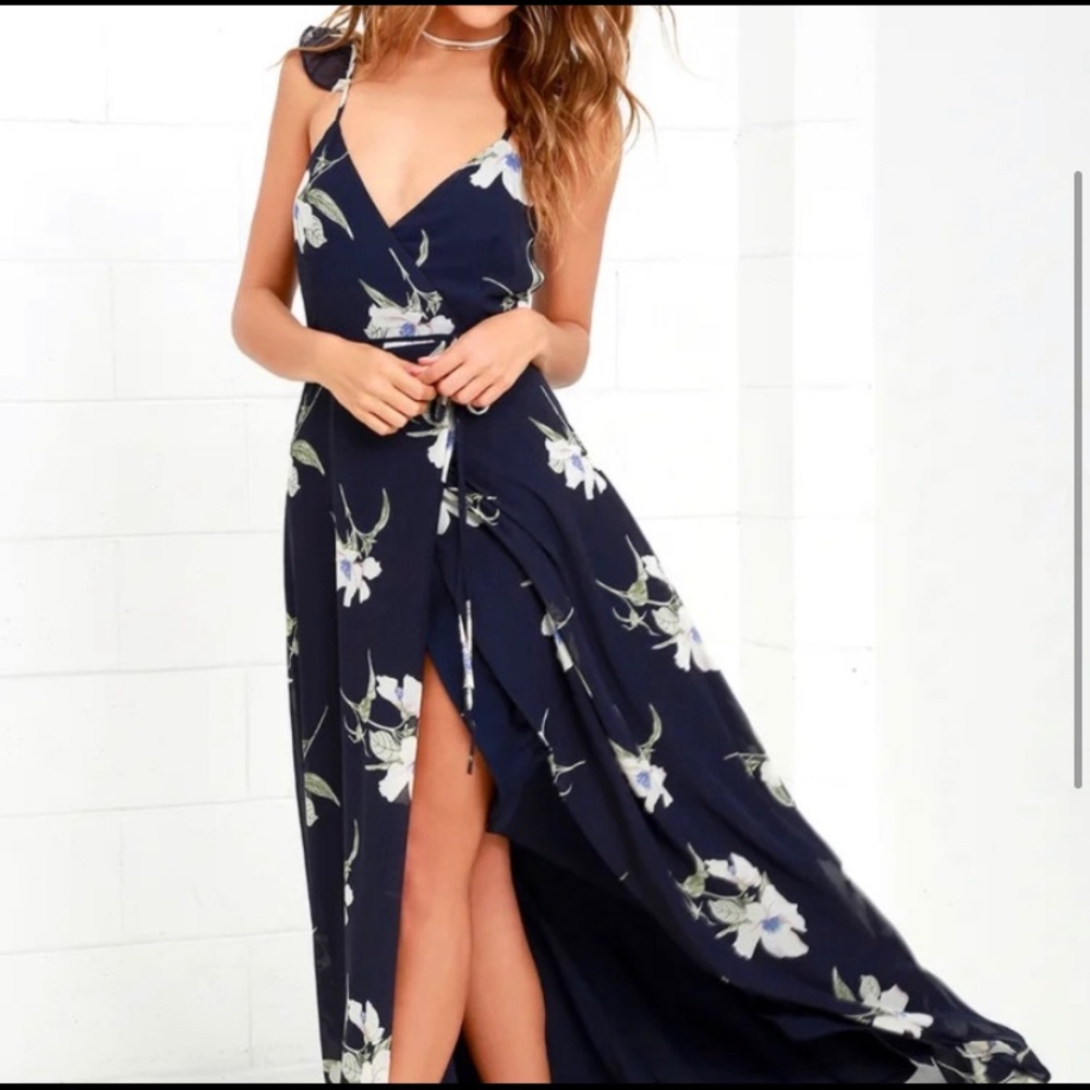 Lulu’s all mine navy blue wrap dress
